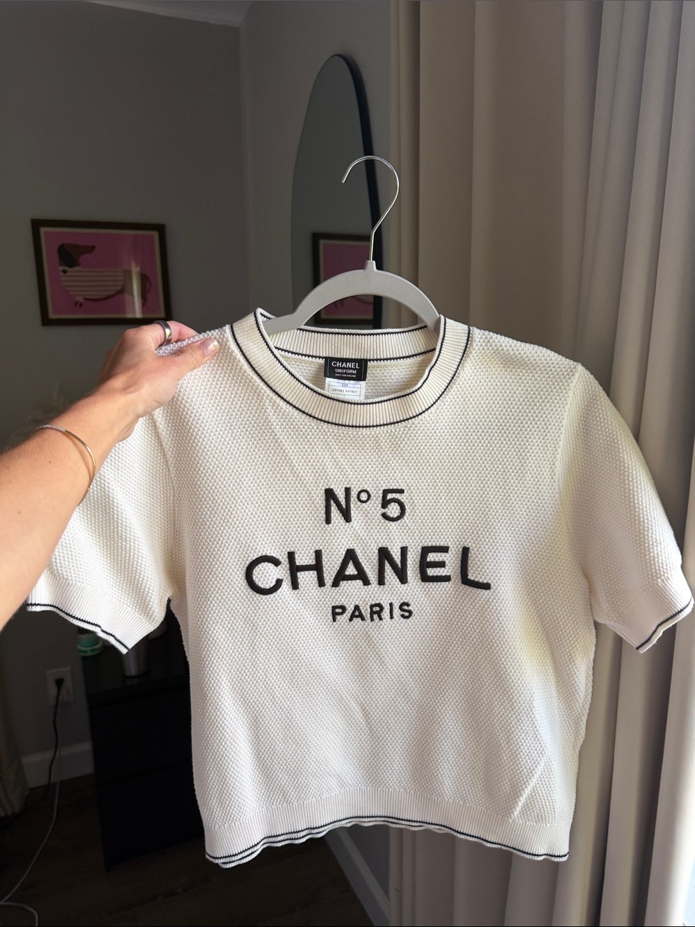 CHANEL White Knit embroidered shirt